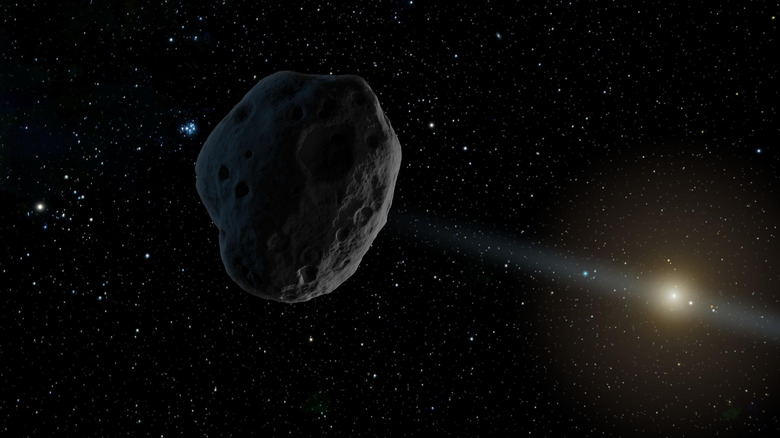 An artist's rendition of 2016 WF9 as it passes Jupiter's orbit inbound toward the sun.