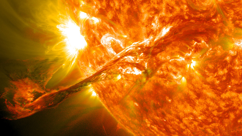 Image of the sun and a coronal mass ejection from the Solar Dynamics Observatory