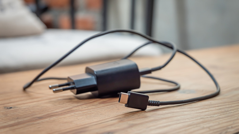 A loose USB cable and charger.