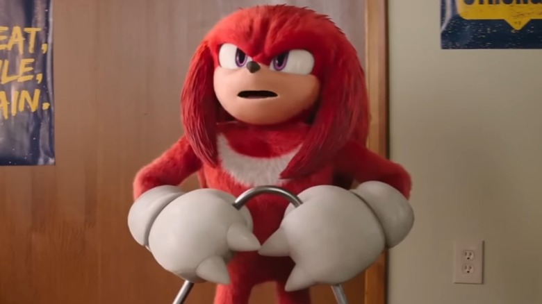 Knuckles bending a bar in Knuckles