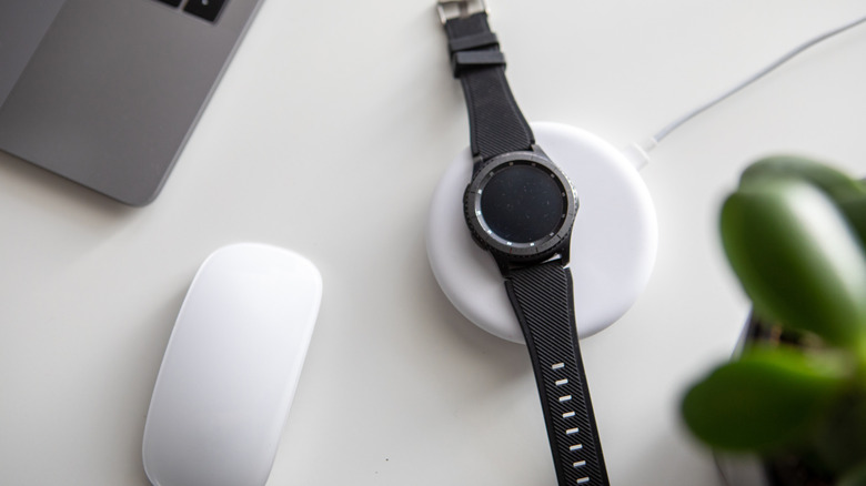 Smartwatch on a wireless charger