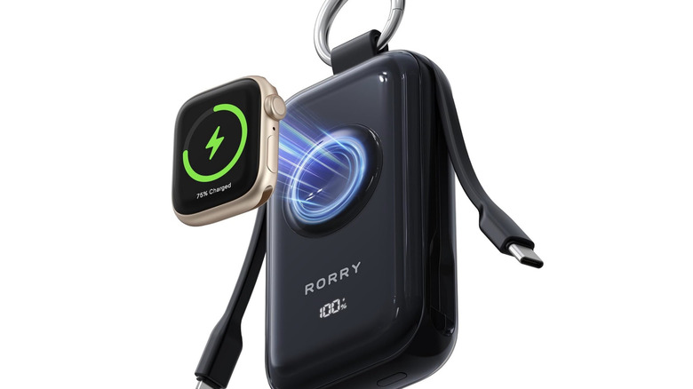 Rorry's CharmGo portable power bank and Apple Watch charger.