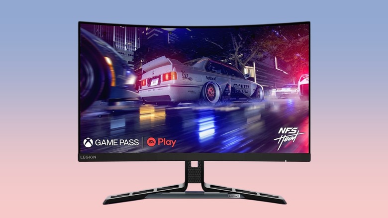 The Lenovo Legion R27fc-30 against a gradient background