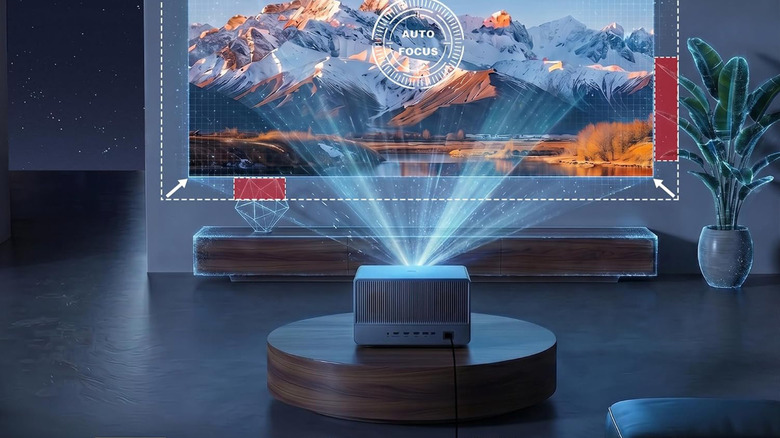 A Ecosky U1 Pro projecting an image onto a wall