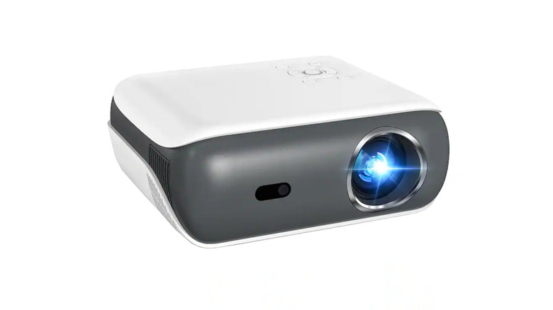 The Happrun 4K projector against a white background