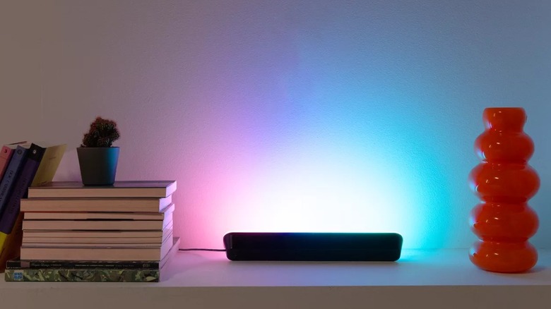 WiZ Connected Gradient Light Bar facing wall and showing multiple colors