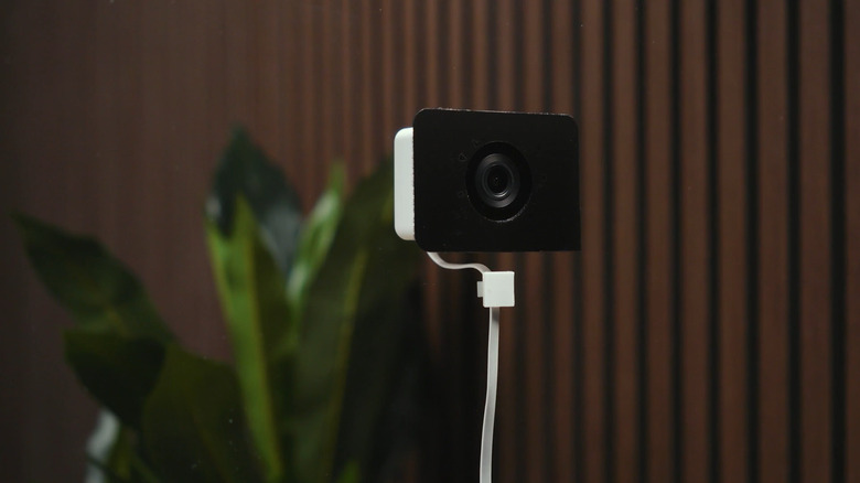 Wyze Window Cam installed on glass