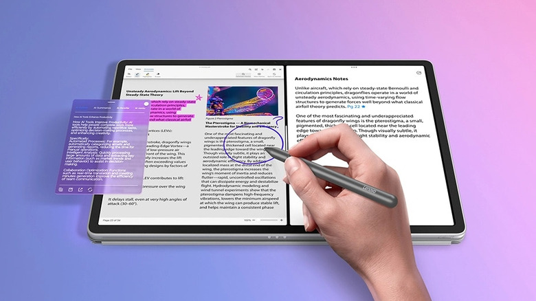 Lenovo Idea Tab Pro Gen 2 displaying documents and notes while being used with a stylus.