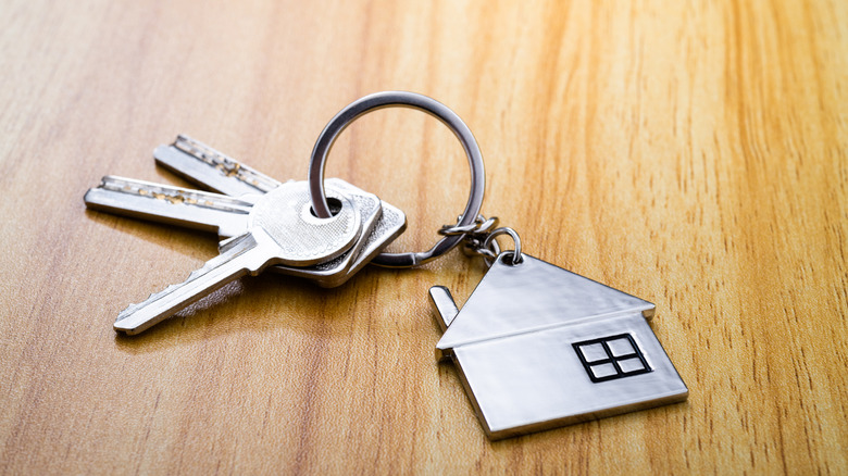 house keys on table