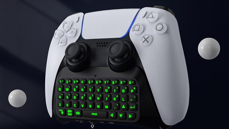 close-up of PS5 controller with Moko Keyboard installed.