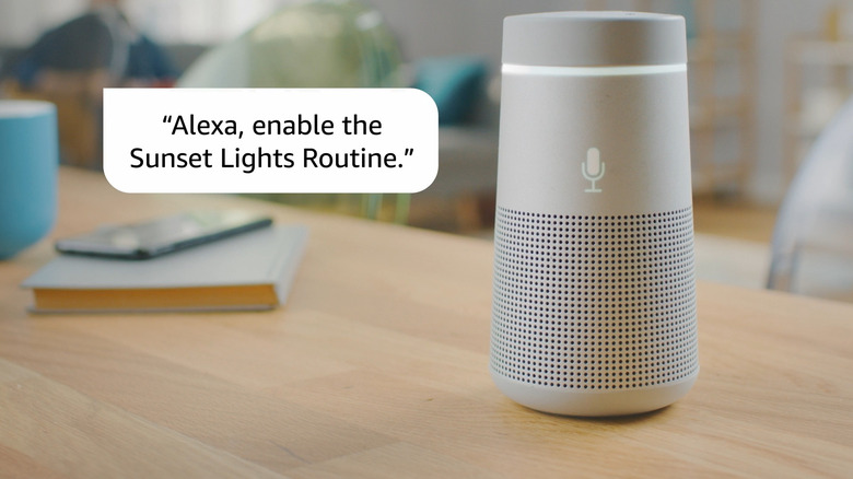 A speaker with Alexa built- n, used to enable Sunset Lights Routine