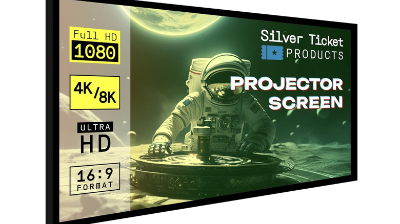 Silver Ticket's 120-inch projector screen.