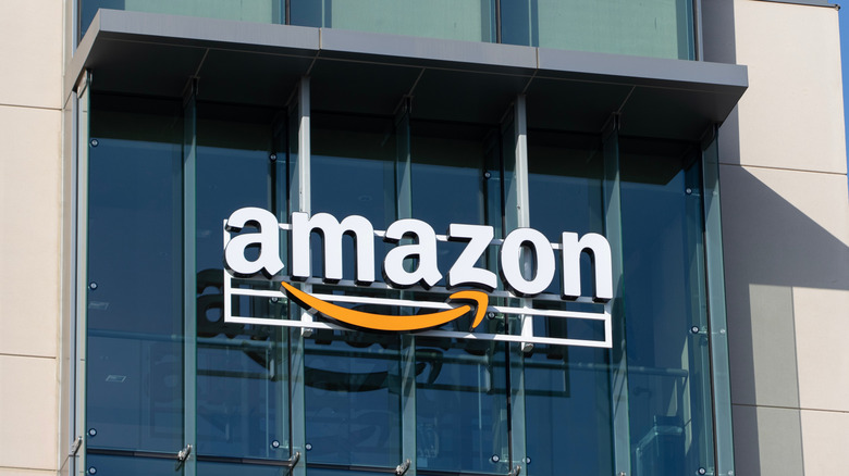 An exterior shot of an Amazon building