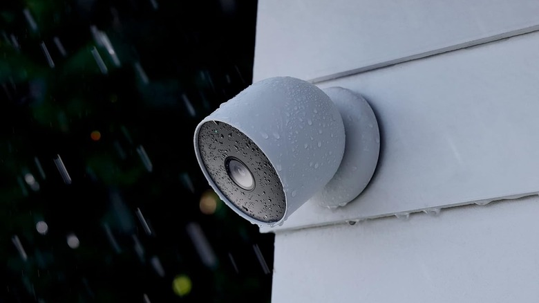 Nest Cam attached to house's siding while it's raining