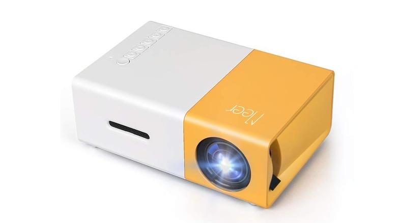The Meer YG300 mini portable projector on a white background.
