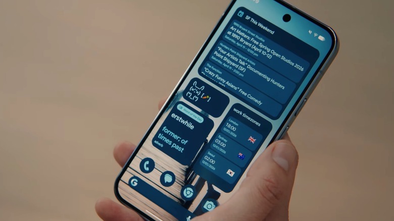 Various custom widgets on a Pixel phone display