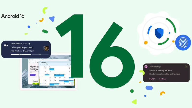 Live update notifications pictured in promotional art for Android 16