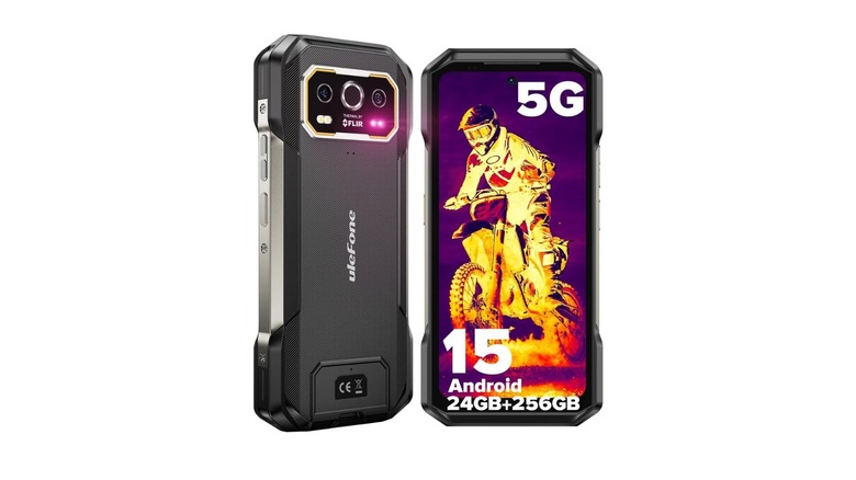 A gray phone with the UleFone logo on its back