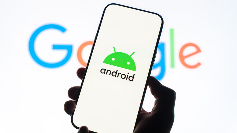 Android logo displayed on a smartphone screen