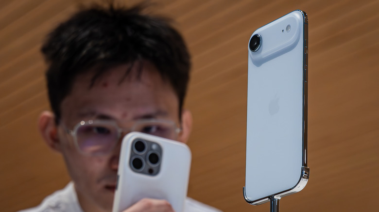 The iPhone Air on display in a store.