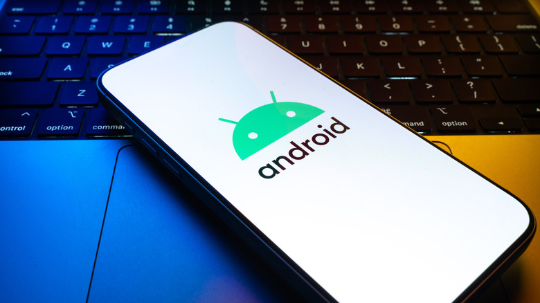 Phone displaying the Android OS logo