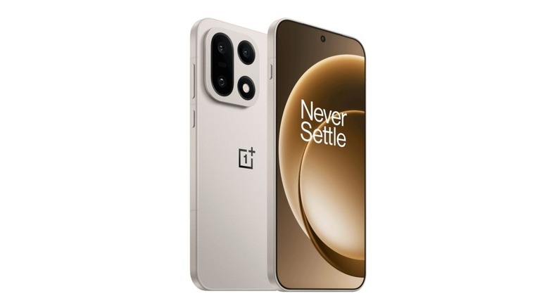 OnePlus 15 shown from the front and back on a white background.