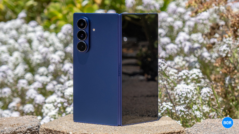 The rear view of an unfolded Samsung Galaxy Z Fold 7