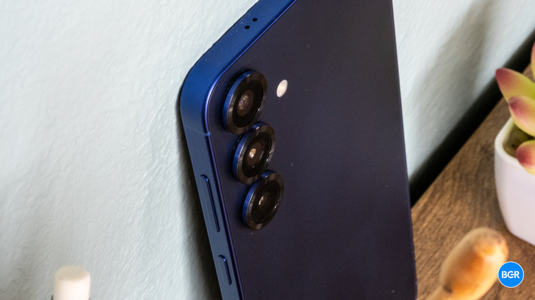 Close up of the Galaxy S25 camera system.
