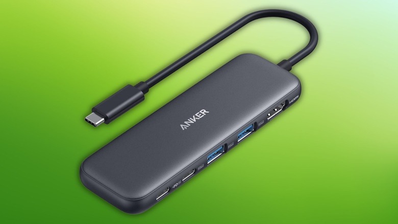 Anker 332 USB-C Hub on a green gradient background