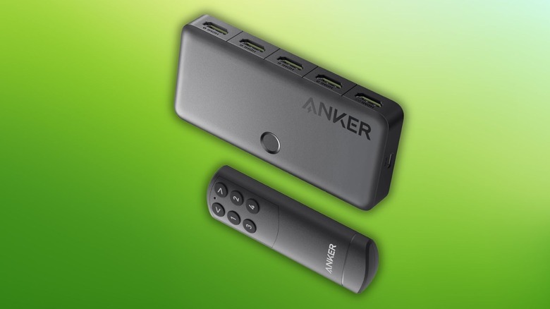 Anker HDMI Switch on a green gradient background