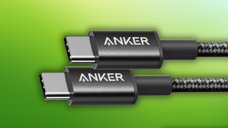 Anker USB C to USB C 60W Fast Charging Cables on a green gradient background