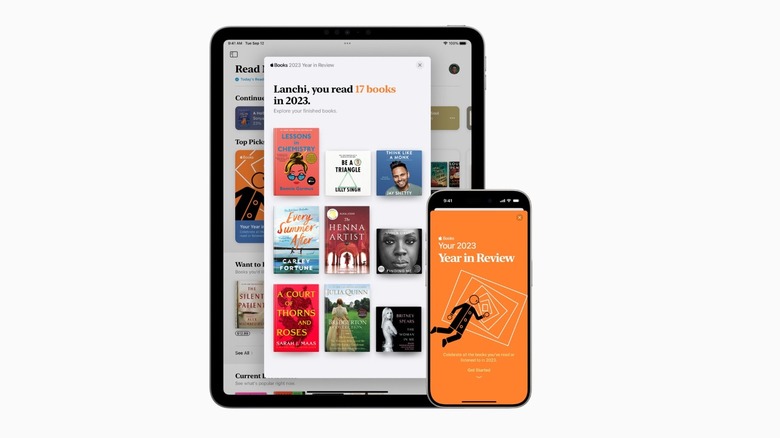 A mockup of iPhone and iPad highlight the best of Apple Books in 2023