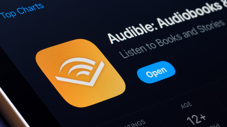 Audible App Store listing on iPhone highlights audiobooks and podcast listening