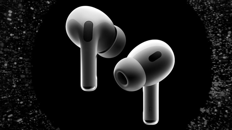 Apple AirPods Pro 2 against black and white background