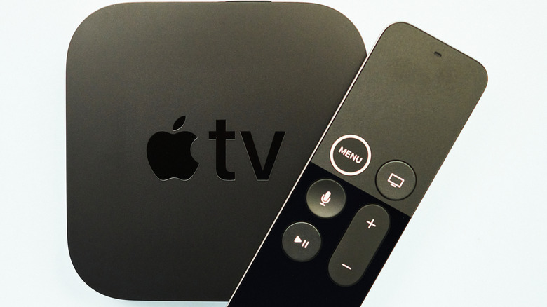 Apple TV set-top box with remote control