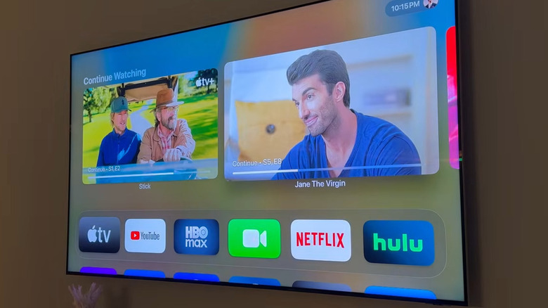 Apple TV showing Up Next queue on home screen
