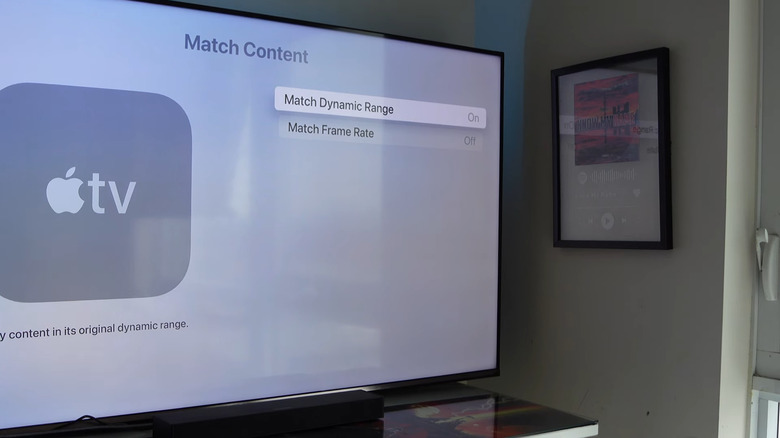 Apple TV showing Match Content options