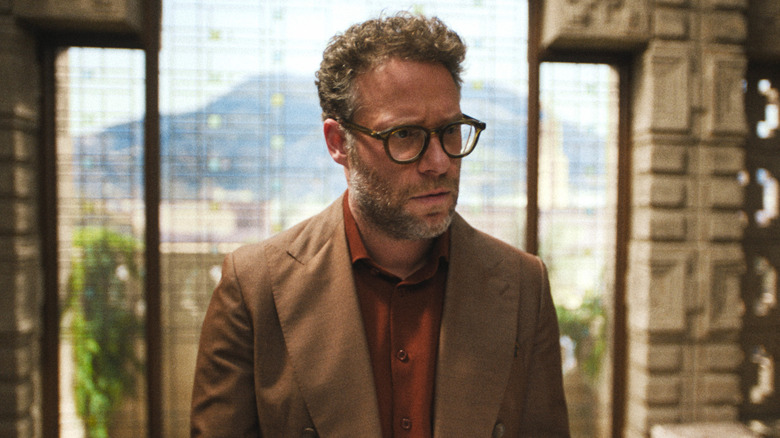 Matt (Seth Rogen) frowning in "The Studio"