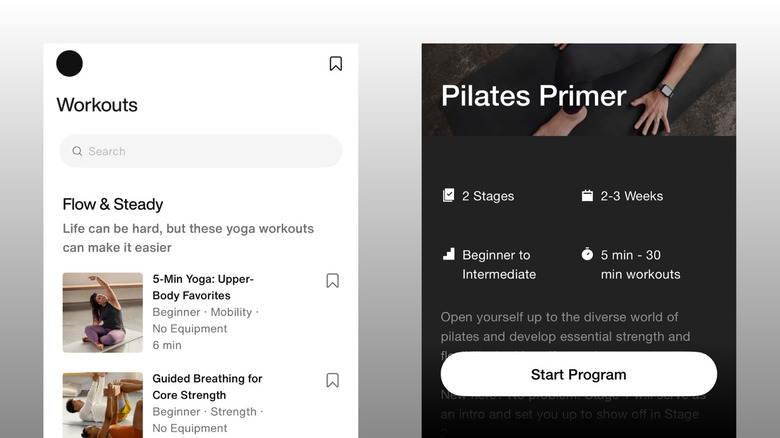 List of workouts and sample program on Nike Training Club app