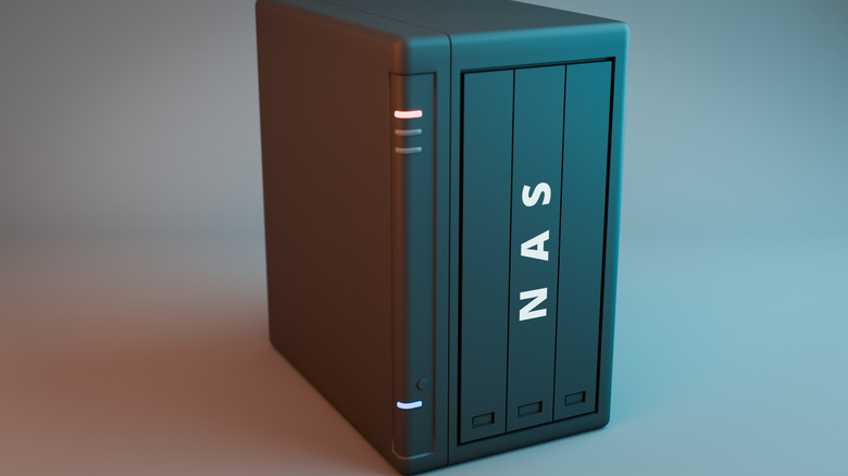 A small NAS device sitting on a table