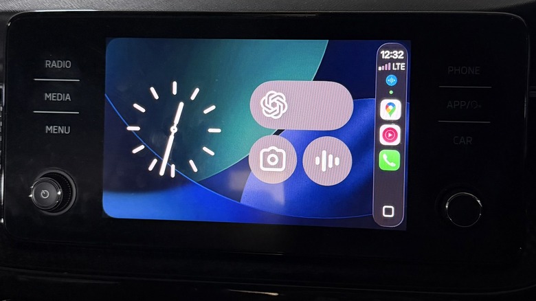 ChatGPT widget displayed on Apple CarPlay dashboard