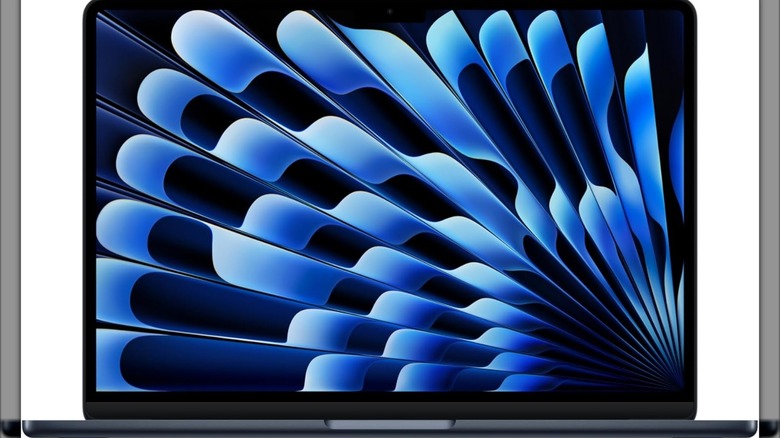 An open 2025 Apple MacBook Air laptop.