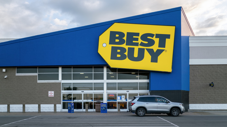 The exterior of a Best Buy store.