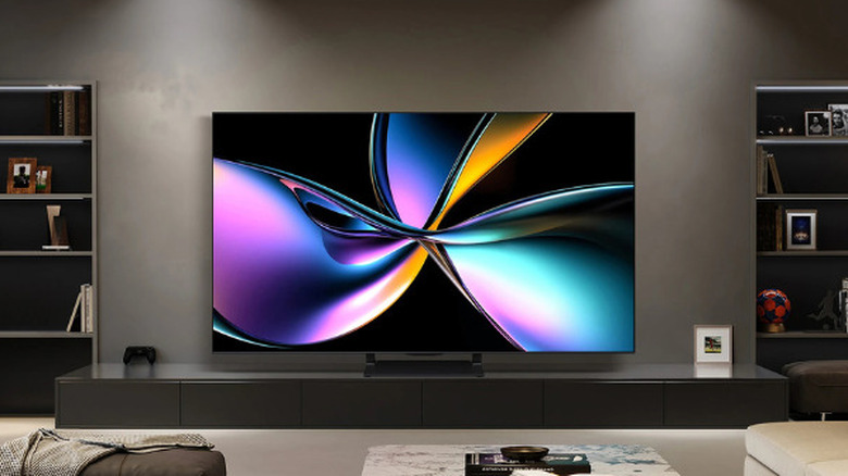 85-inch Hisense U75QG TV placed on a console