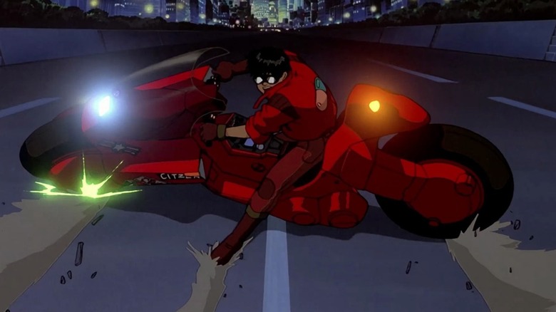 Kaneda skidding on his bike in Akira
