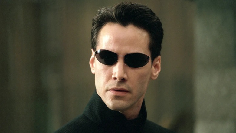 Neo wearing shades in the Matrix