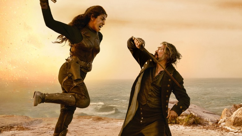 Priyanka Chopra And Karl Urban fighting in The Bluff