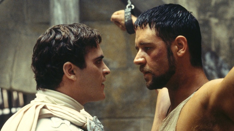 Commodus (Joaquin Phoenix) talking to Maximus (Russell Crowe) in Gladiator