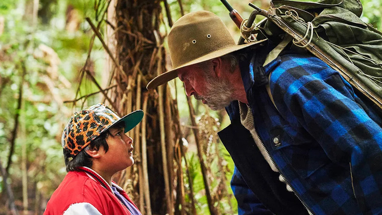 Ricky and Hector staring at each other in "Hunt for the Wilderpeople."
