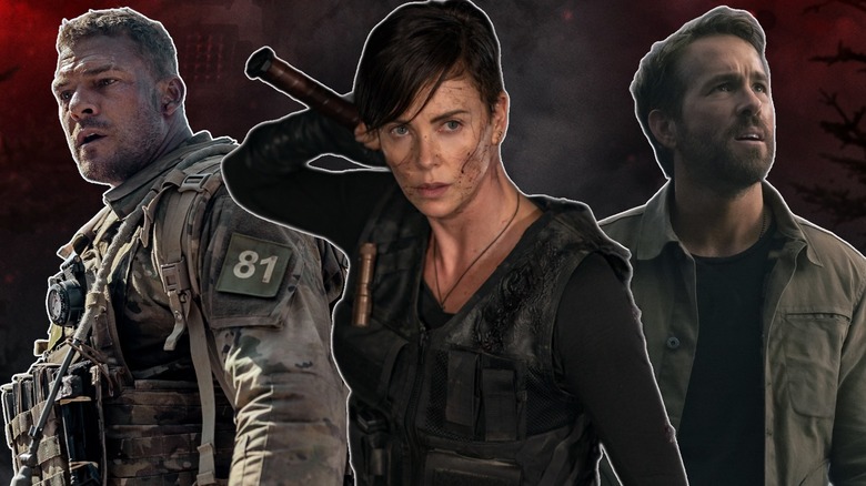 Alan Ritchson, Charlize Theron and Ryan Reynolds together